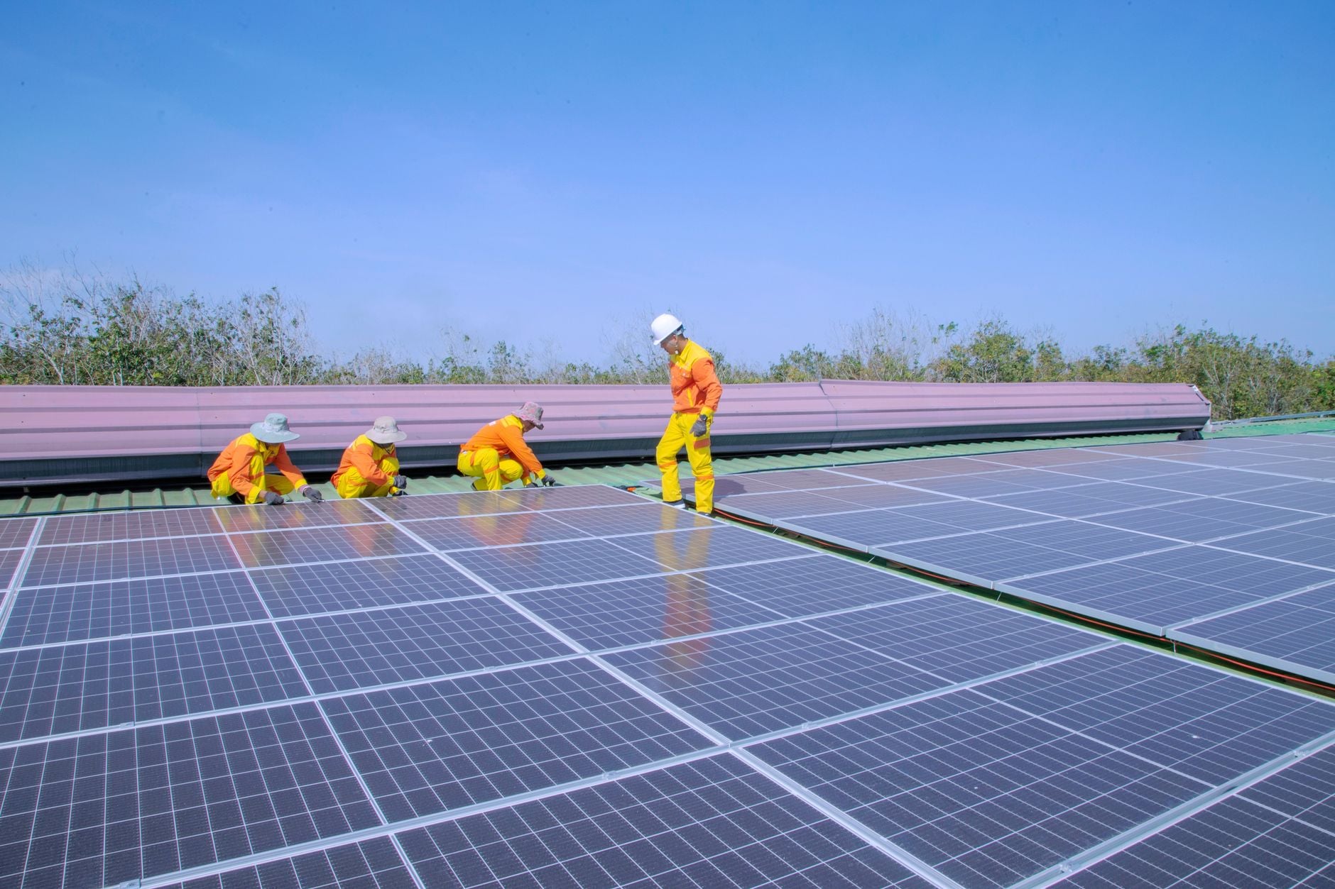 on roof solar panel installation